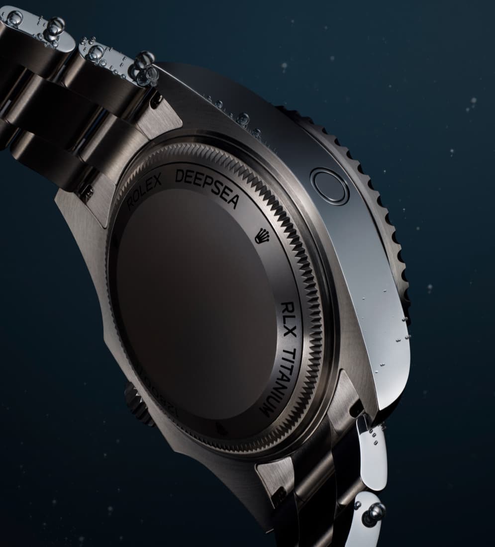 Rolex Deepsea Oyster, highlighting back of helium escape case
