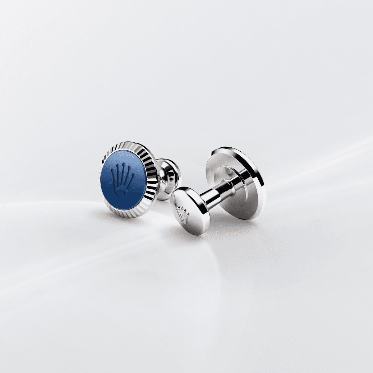 Rolex Fluted cufflinks in white gold