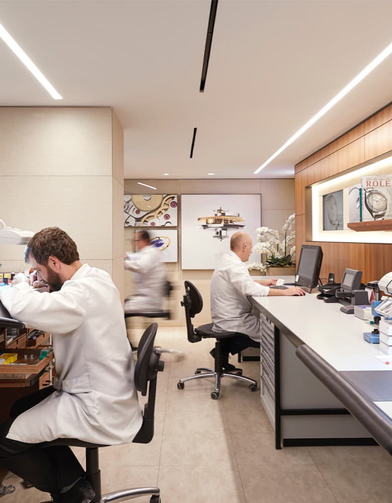 Rolex workshop with trained watchmakers