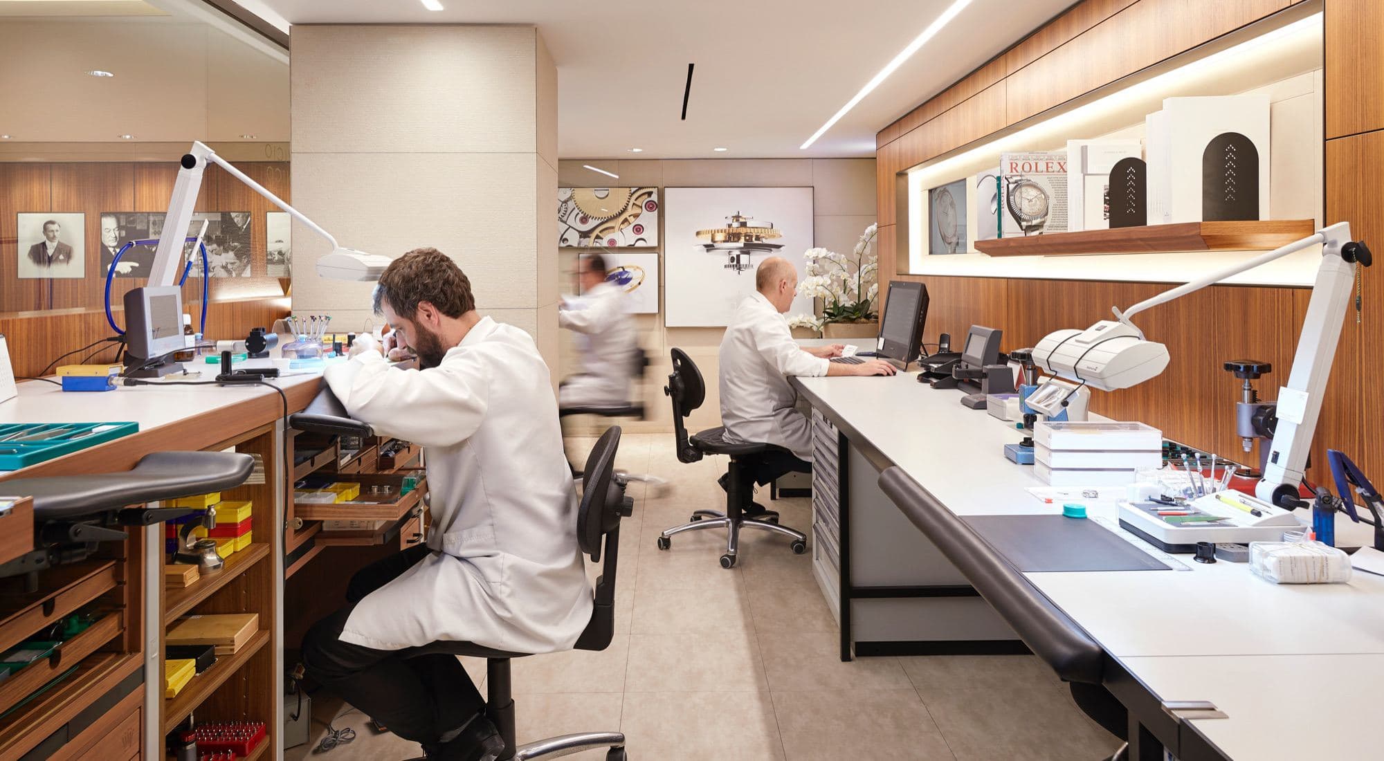 Rolex workshop with trained watchmakers