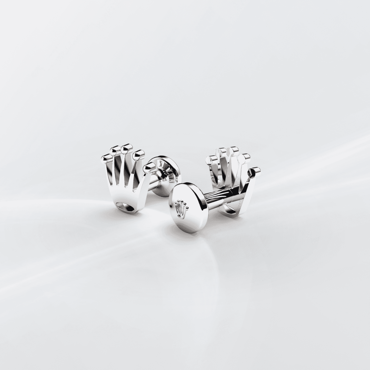 Rolex Crown cufflinks in white gold