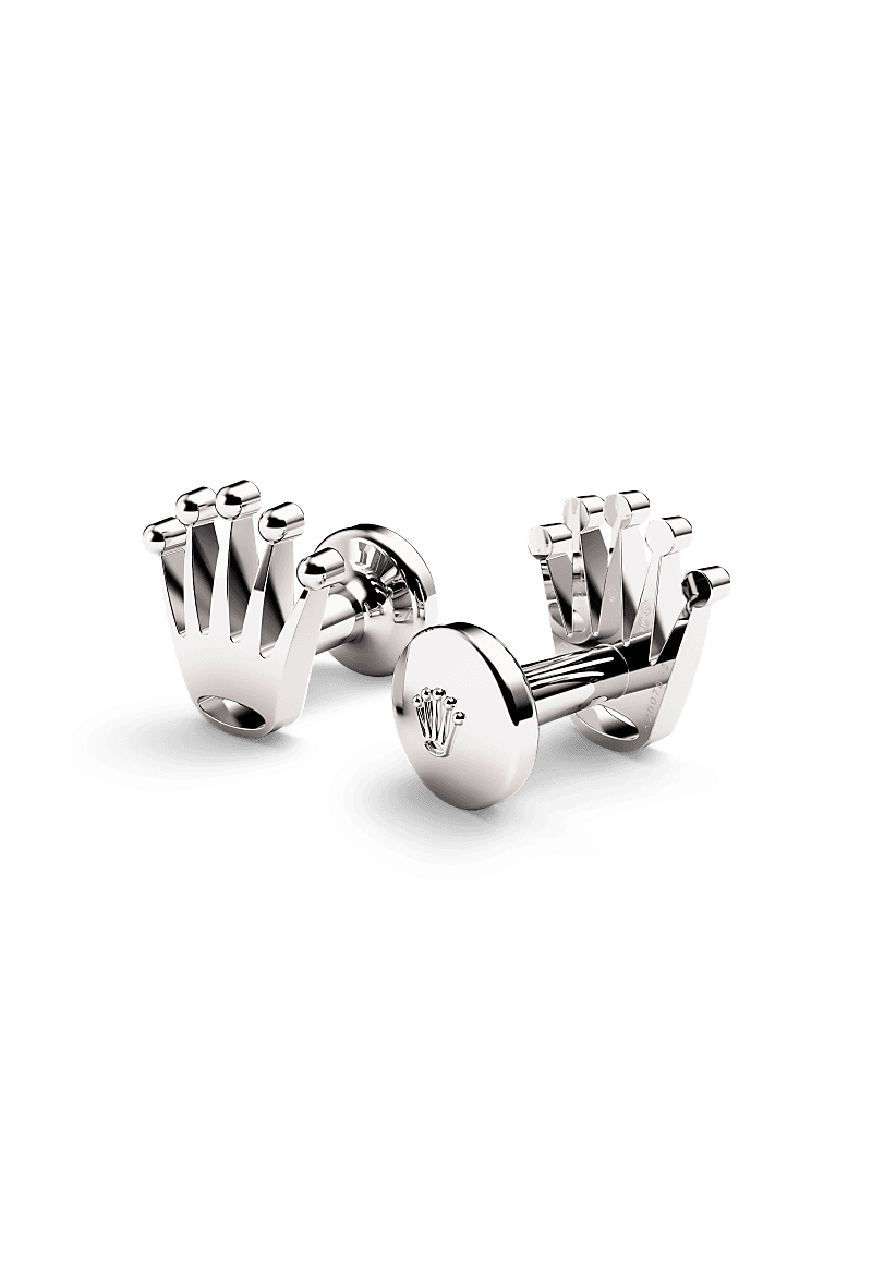 Rolex Crown cufflinks in white gold