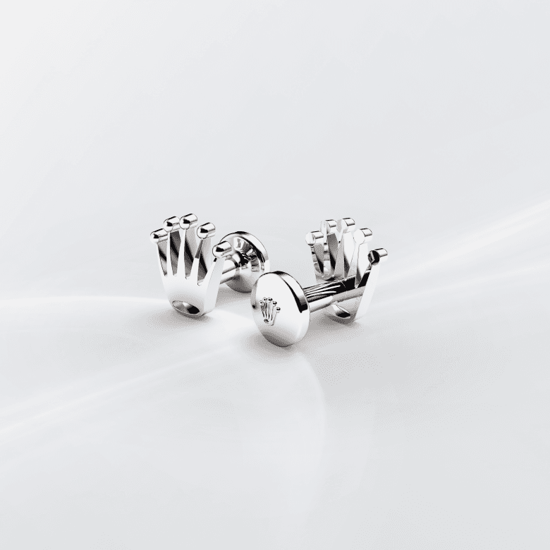 Rolex Crown cufflinks in white gold