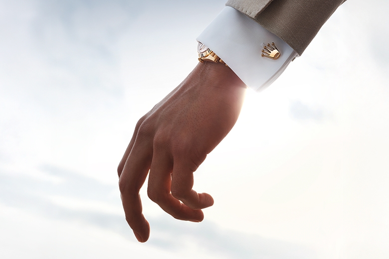 Rolex accessories — cufflinks and desk clocks