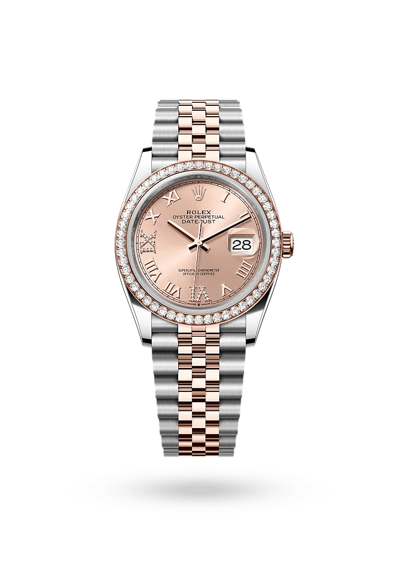 Rolex Datejust 36 - Oyster, 36 mm, Oystersteel, Everose gold and diamonds
